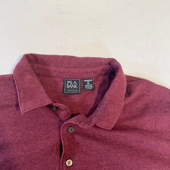 Jos. A. Bank Traveler Polo Shirt Men's XXL Traditional Fit Maroon Long Sleeve - Picture 3 of 11